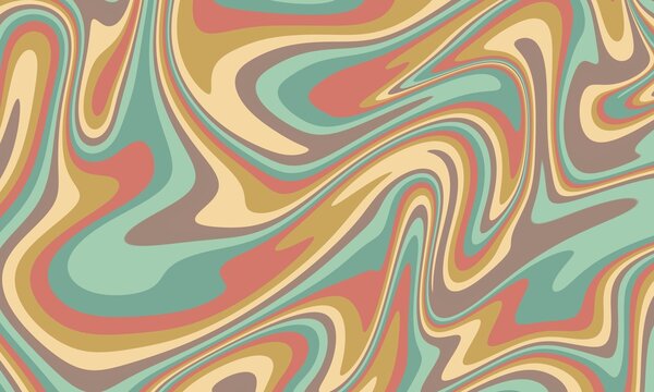 Abstract, retro, orange, soft colours wavy, liquid, psychedelic, groovy, hippie, flat, abstract, cartoon background in 70s retro style.