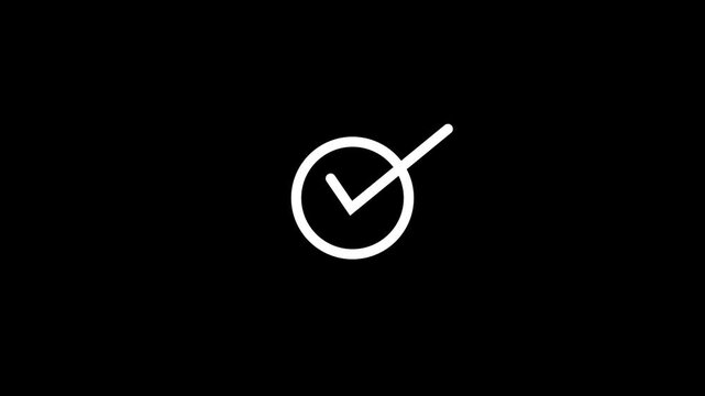 Tick mark animation on green background . Approved symbol animation