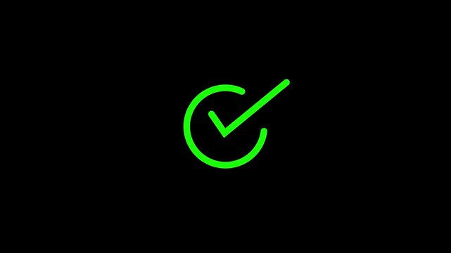 Green Approved Symbol Motion, Check Mark Icon Animation