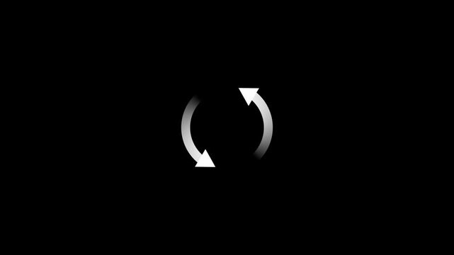Circle arrow refresh and reload icon animation with loading progress on black background animation