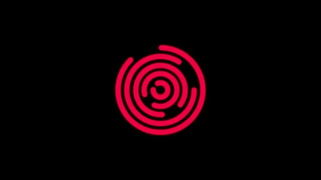 Red concentric circles graphic design on black background