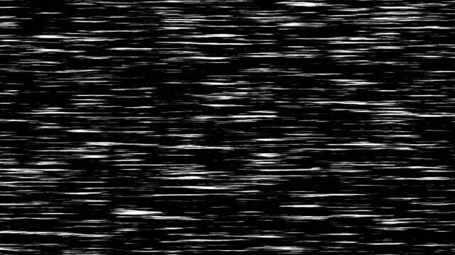 Abstract digital glitch effect with light trails on black background