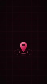 Map location pin dropping with ripple on grid, seamless loop