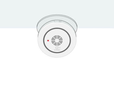 Smoke detector device mounted on ceiling