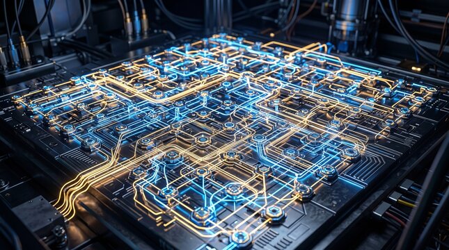 Quantum computer qubit array inside a laboratory