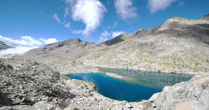 Landscape on the Mandrone glacier lake