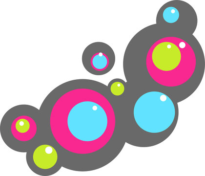 Frutiger metro asset: colorful blue pink green bubble circles
