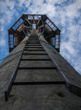ladder on an industrial chimney