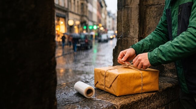 Weatherproof gift parcel prepared for local delivery