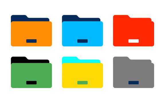 Colorful folder vector icon set for file storage directory management and data organization concept