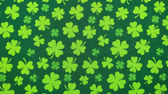 Festive Textile Prints, Festive vibrant green clover pattern for Saint Patricks Day