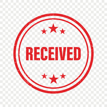 Received Stamp, Vector Illustration. Red Round Received Rubber Stamp with Stars. Official Document Seal for Mail, Delivery, Invoice, Order, Business Paperwork, Office Correspondence, Isolated