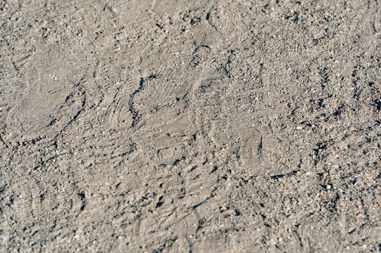 Footprints impressed in dry dirt