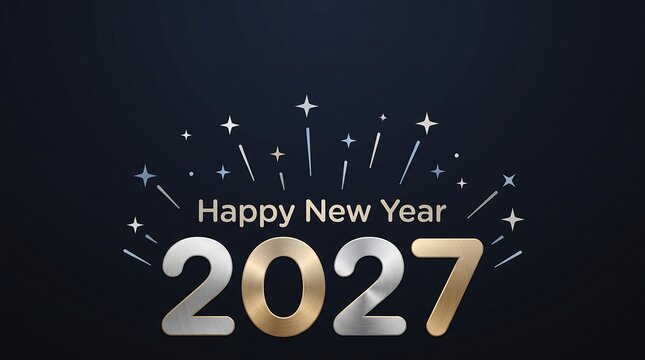 Luxurious new year backdrop featuring shimmering lights and stylish metallic numbers for celebrating the arrival of two thousand twenty seven with happiness