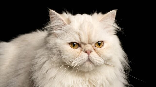 persian cat close up isolated on black background video