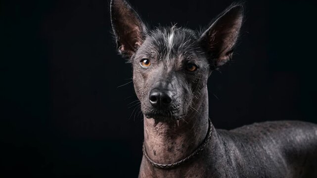 peruvian inca orchid dog close up isolated on black background video