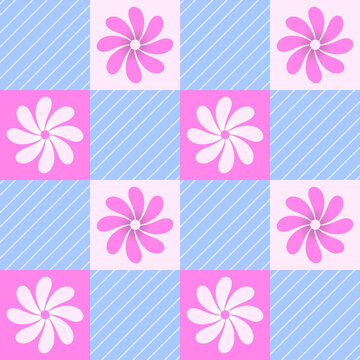 seamless pattern with pink flowers
