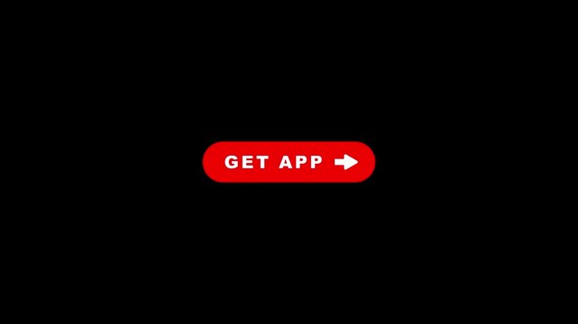 Animated red get app button loop with clean capsule design and forward arrow icon on black background in 4K resolution