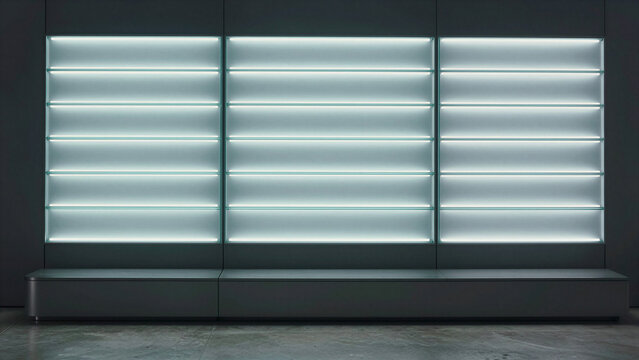 Modular Orchestration Panel Wall with Cyan Glow Bands