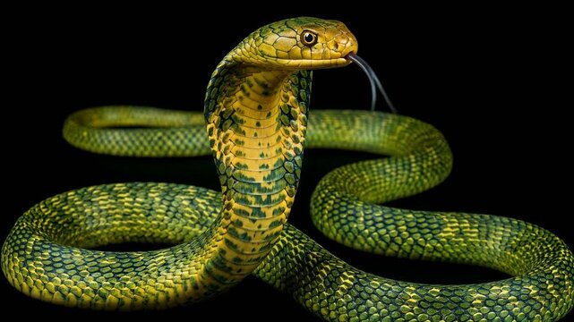 philippine cobra close up isolated on black background video