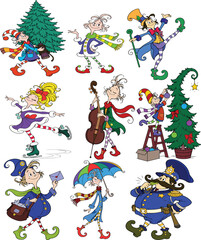 Fototapeta premium WHIMSICAL CHRISTMAS ELF CLIPART BUNDLE Basic RGB