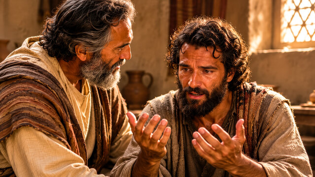 Ananias putting his hands on Saul, and he regains his sight.