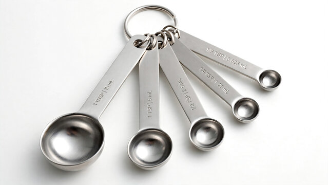 Stainless steel measuring spoons set with 1/8 tsp to 1 tbsp markings