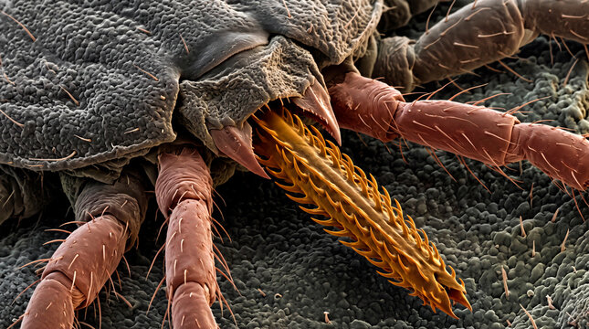 SEM micrograph of tick hypostome anchoring barbs and mouthparts scanning electron microscopy detail