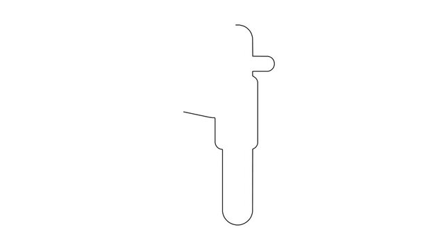 Caliper tool outline drawing motion graphics on white background for precision measurement.