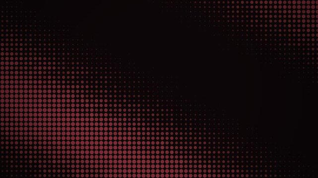 Dark red halftone dot grid wave motion background, abstract glowing dot, pattern loop for, presentations digital also, transparent background