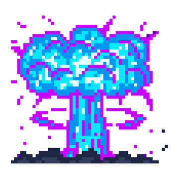 pixel art blue and purple mushroom isolated on transparent background