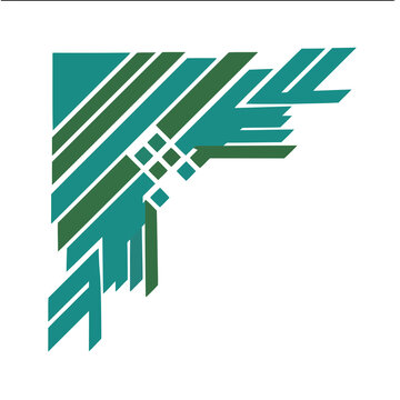 Abstract Geometric Corner Design in Teal and Green