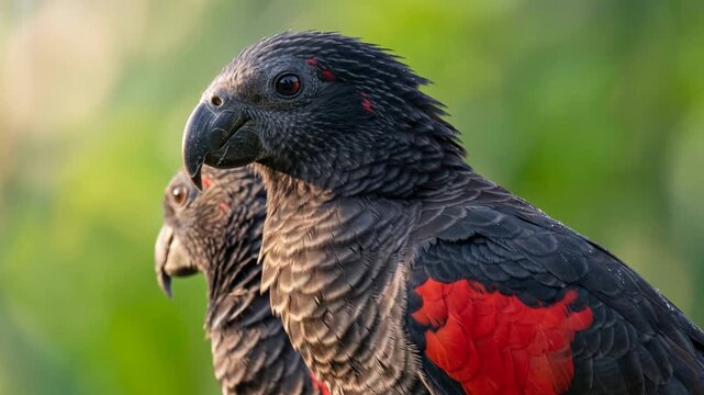 two pesquet's parrots close up at morning light in new guinea video