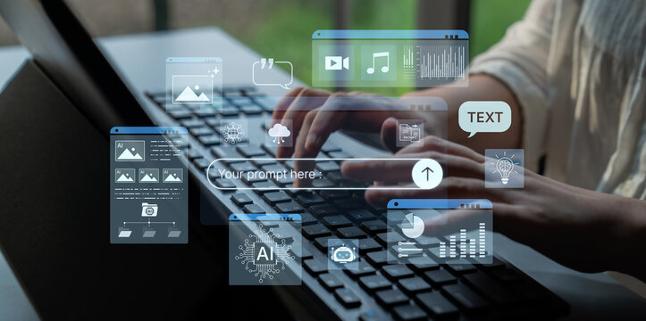 Prompt driven AI interface enabling text, image vision, audio and media video data neural asset and tool in smart creation chat workspace edit. Future NLP AI native visual reasoning omni model. Corpus
