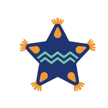Star-shaped rug with fringe and pattern