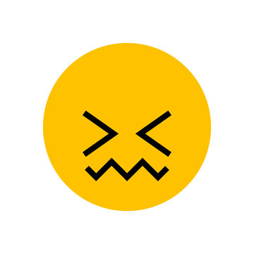 PNG Yellow emoji expressing frustration on transparent background