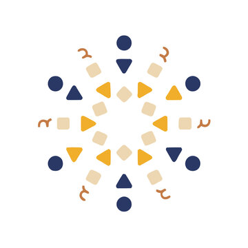 Abstract geometric pattern with circles, triangles, and squares