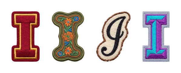 Diverse collection of embroidered letter patch designs showcasing creative typography styles © Septi.First