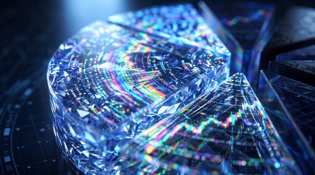Futuristic Holographic Pie Chart with Financial Stock Data