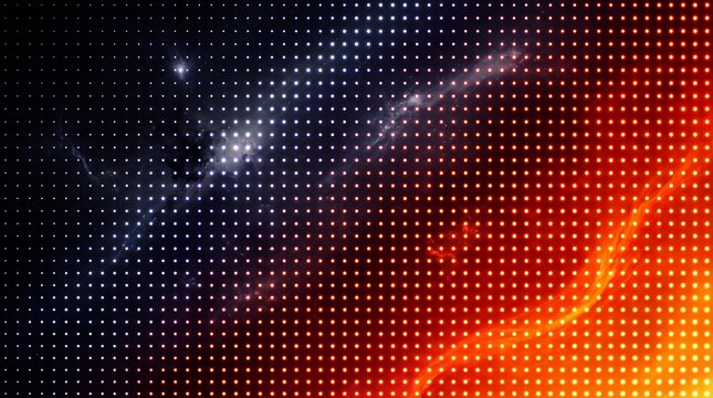 Abstract Digital LED Grid Background with Cosmic Light Wave