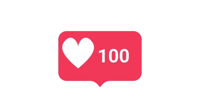 Social media heart like notification displaying a hundred