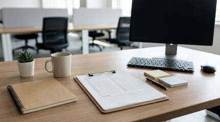 Fototapeta premium Software vendor onboarding checklist on office desk, supplier setup and procurement process concept