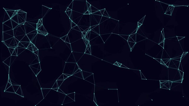 Abstract digital background featuring a complex network of interconnected glowing nodes and lines representing modern technology, data connectivity and communication