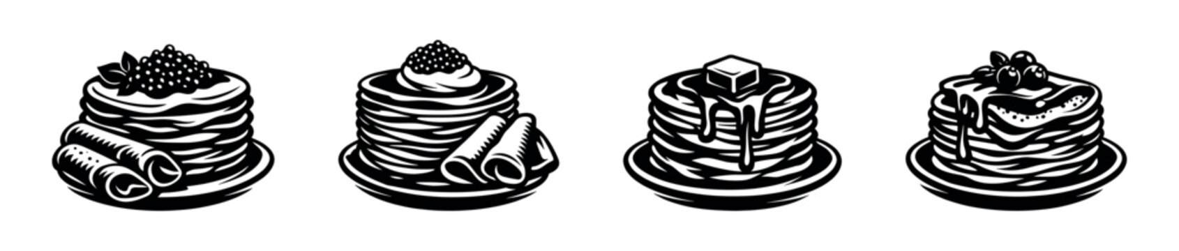 Black and White Pancake Illustration