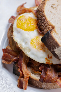 breakfast bacon and eggs sandwich