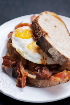 breakfast bacon and eggs sandwich