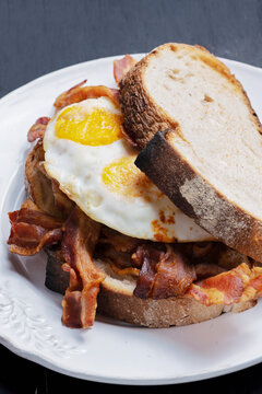 breakfast bacon and eggs sandwich