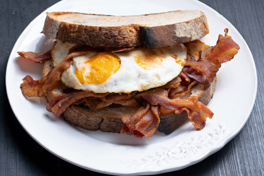 breakfast bacon and eggs sandwich