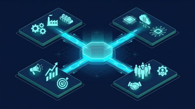 Enterprise resource allocation hub distributing resources across business functions