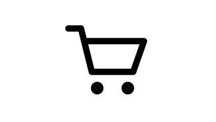 Shopping cart icon, black solid symbol on white background © Maaz